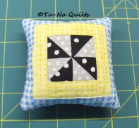 Pillow Pincushion front. 3.5" square.
