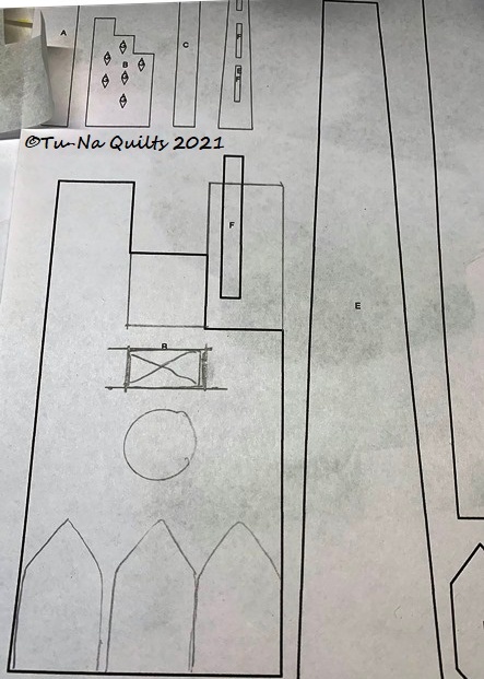 I started with a building from the template that was almost the shape I wanted and sketched some simple shapes. I was looking for a piece that would resemble Notre Dame.